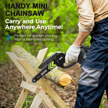 SEESE Brushless Mini Cordless Chainsaw — Portable Wood Cutting Tool
